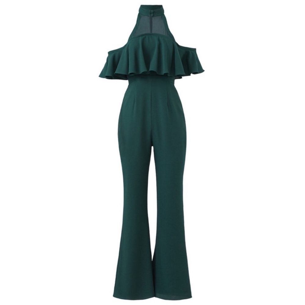 Fame And Partners Elegant Green Halter Jumpsuit Pantsuit